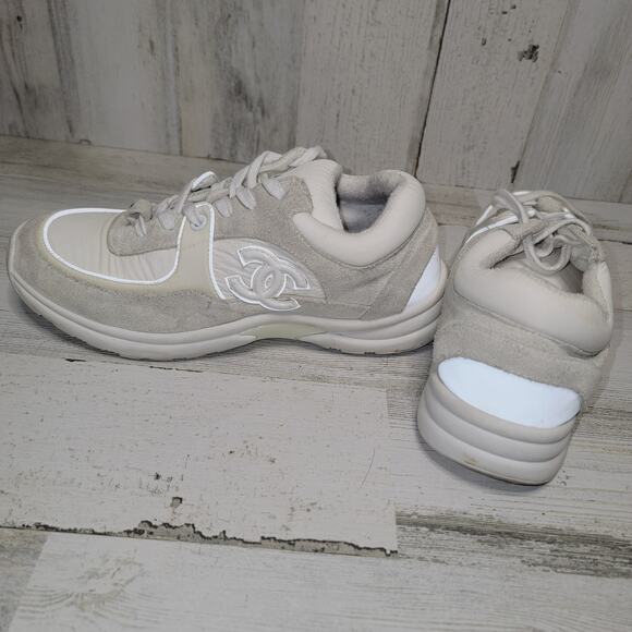 CHANEL White and Gray Sneakers - Picture 12 of 13